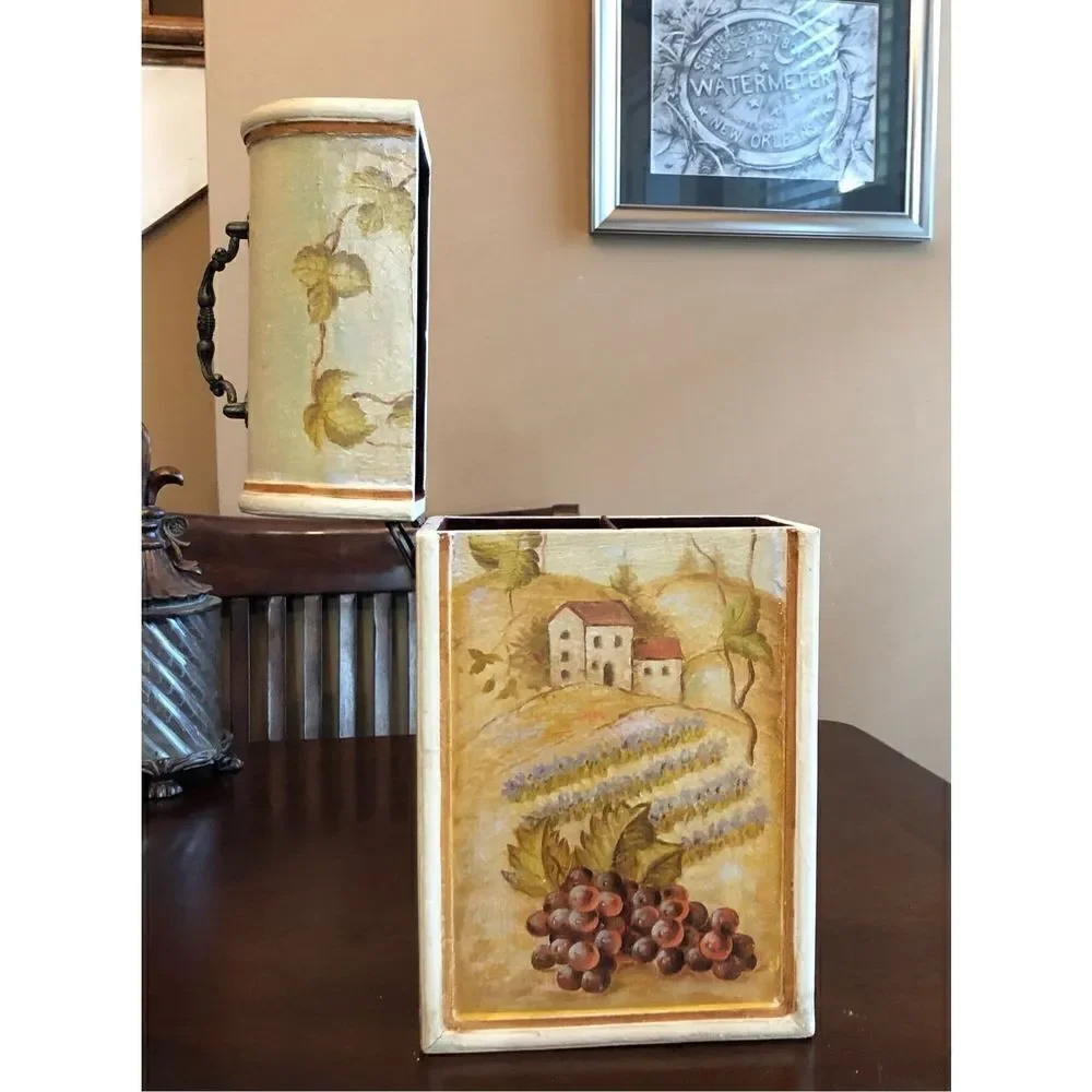 VINTAGE -🎉HPx3🎉 Wood Decorative Double Bottle Wine Holder/Carrier:Brass Hardware